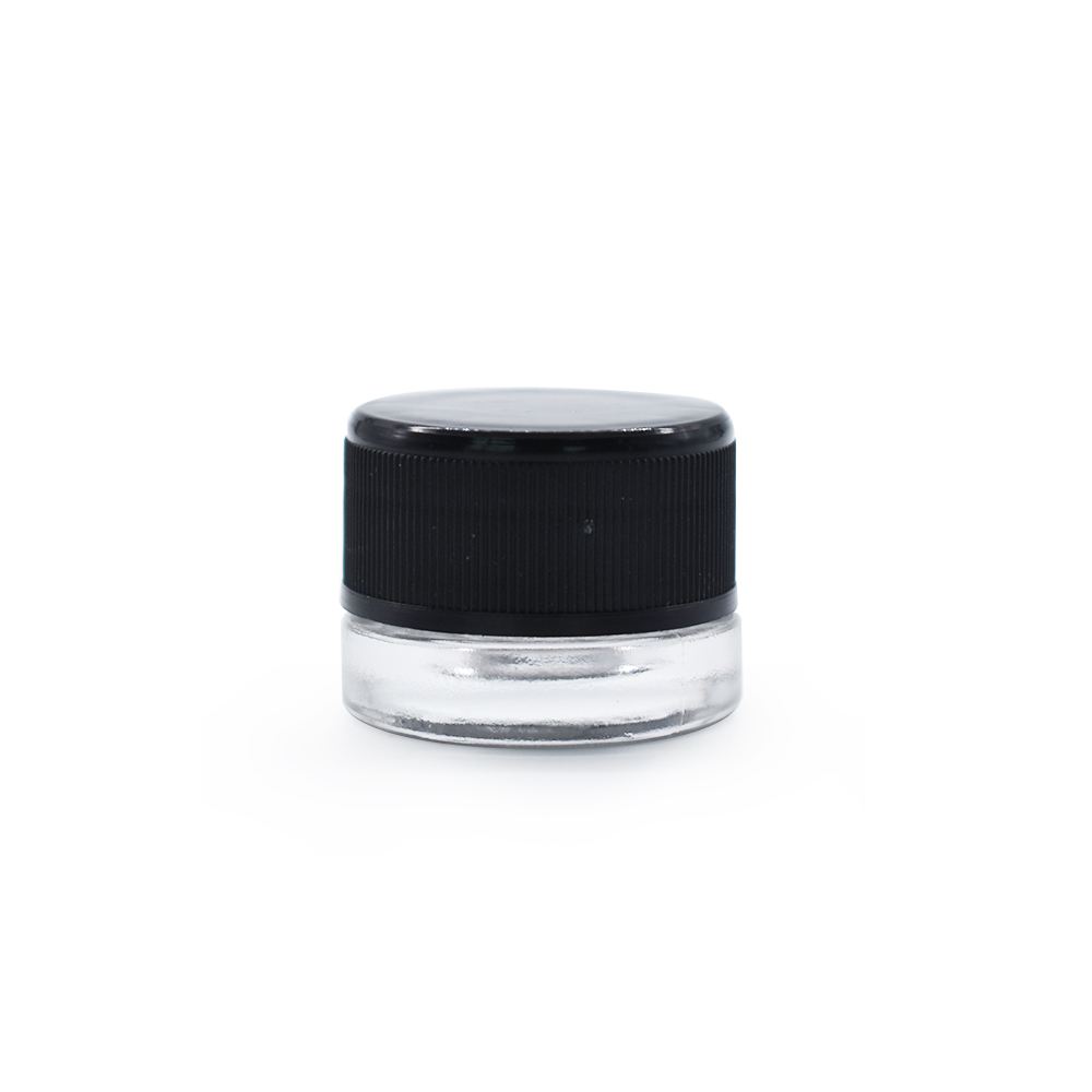 5G 10G 15G 20G 30G 50G 100G clear glass jar with black childproof cap for cosmetic jar