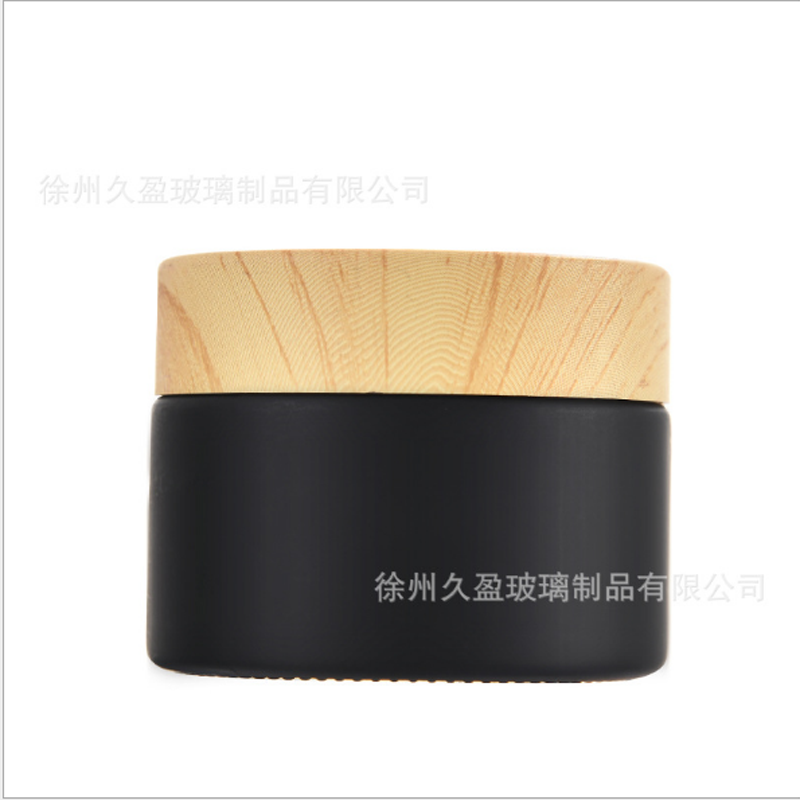 5G/10G/15G/20G/30G/50G High-grade cosmetic jar wood cover frosted blackglass jars for cosmetic packaging 0.5 oz 1oz