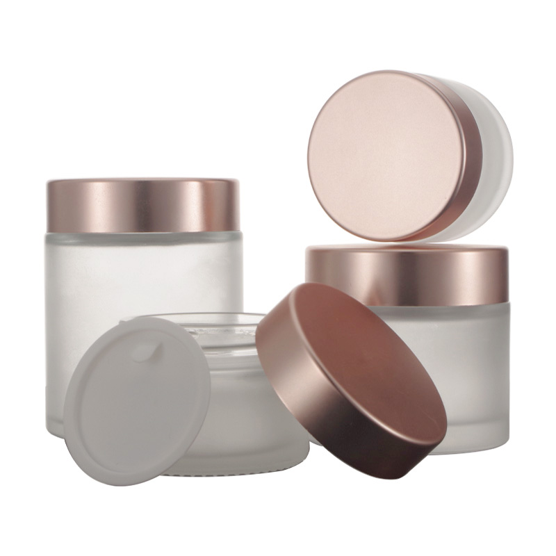 5G 10G 15G 30G 50G 60G 100G Frost Tarro De Crema De Vidrio With Rose Gold Lid
