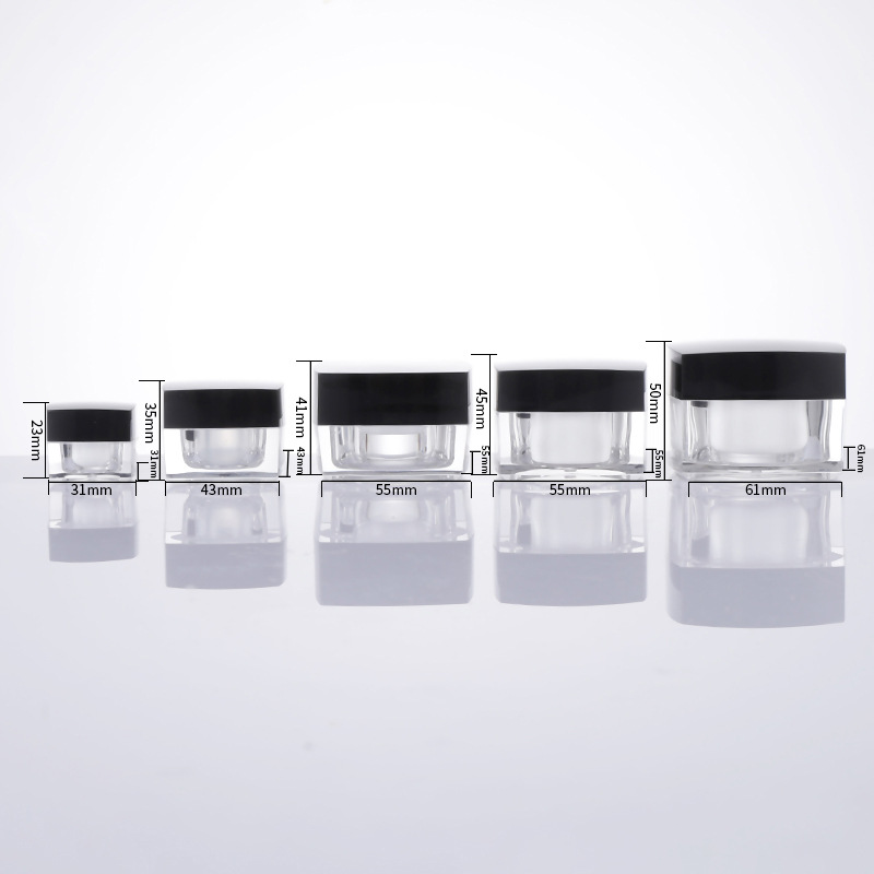 5G 10G 15G 30G 50G Refillable Bottles Face Cosmetics Square Makeup Bottle Face Cream Box Acrylic Cream Jar