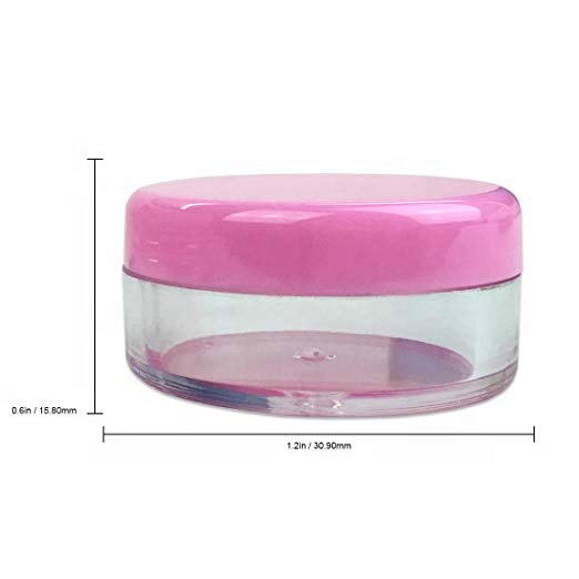 5G/5ML Round Clear Jars with Pink Lids for Cosmetics, Medication, Lab and Field Research Samples, Beauty and Health Aids