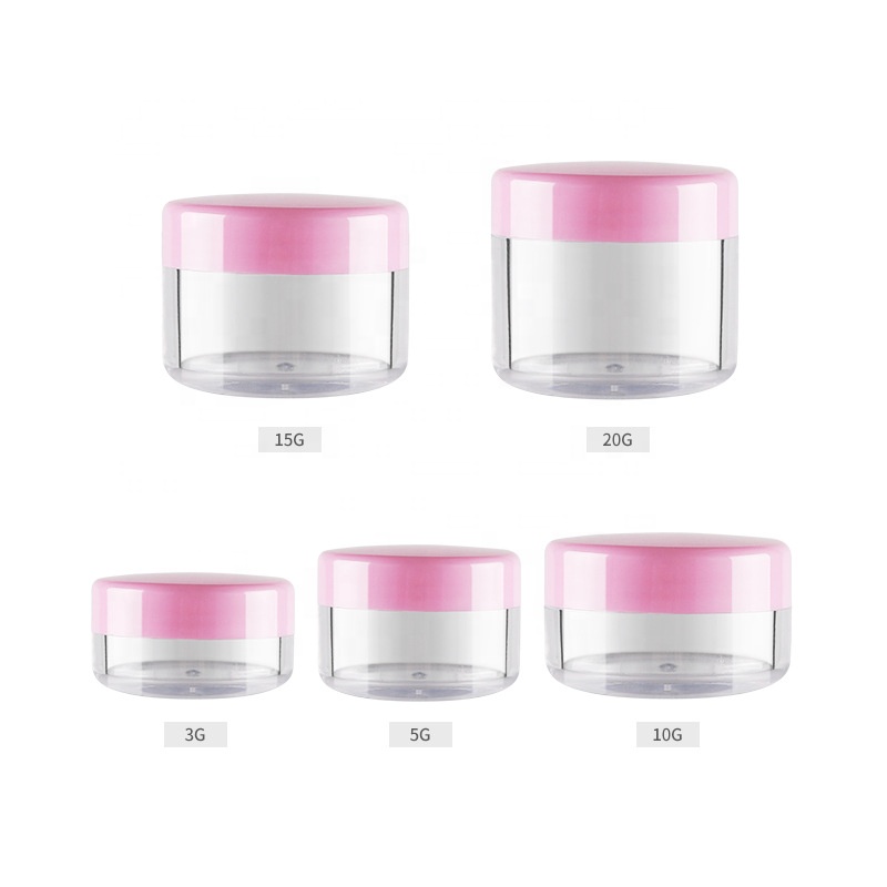 5G/5ML Round Clear Jars with Pink Lids for Cosmetics, Medication, Lab and Field Research Samples, Beauty and Health Aids
