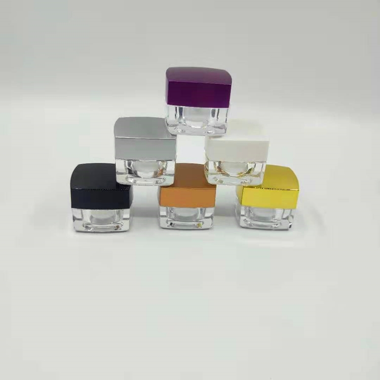 5G  square bottle  Best price  skin care cream jar empty plastic cosmetic jar  plastic acrylic jar can print logo