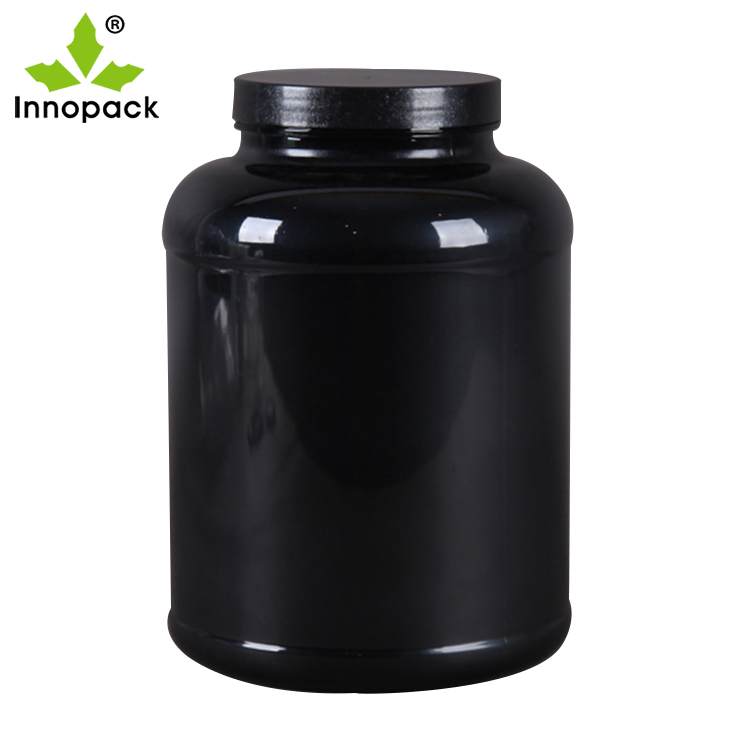 5L black pet plastic jar with lid for whey protein powder