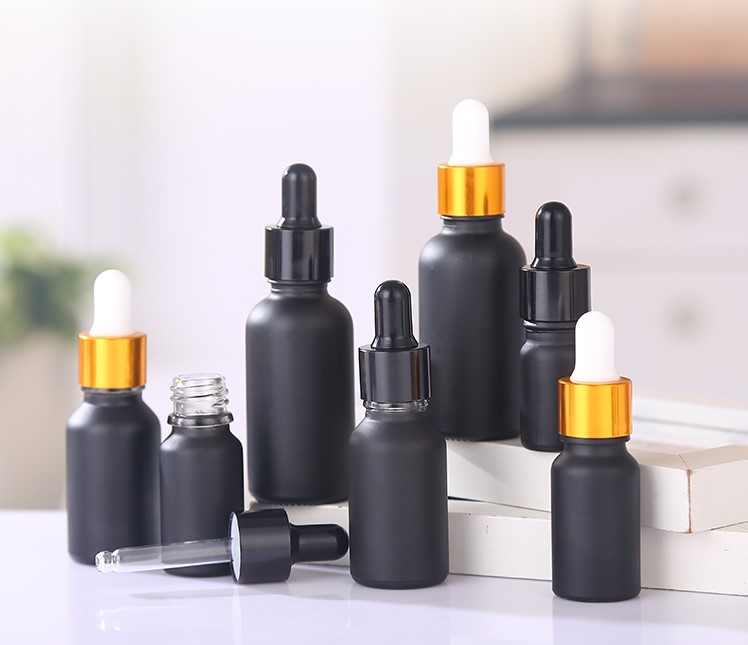 5ML 10ML 15ML 20ML 30ML 50ML 100ML Black Frosted Glass Dropper Essential Oil Bottle