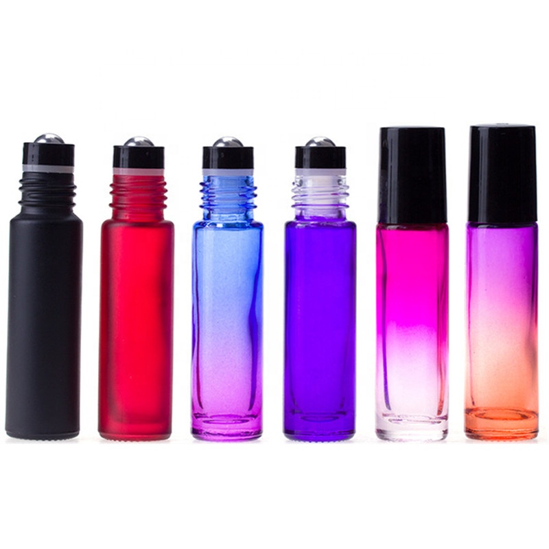 5ML 10ML Clear Amber Cobalt Blue Glass Roll On Perfume Bottle With Roll On Cap And Ball