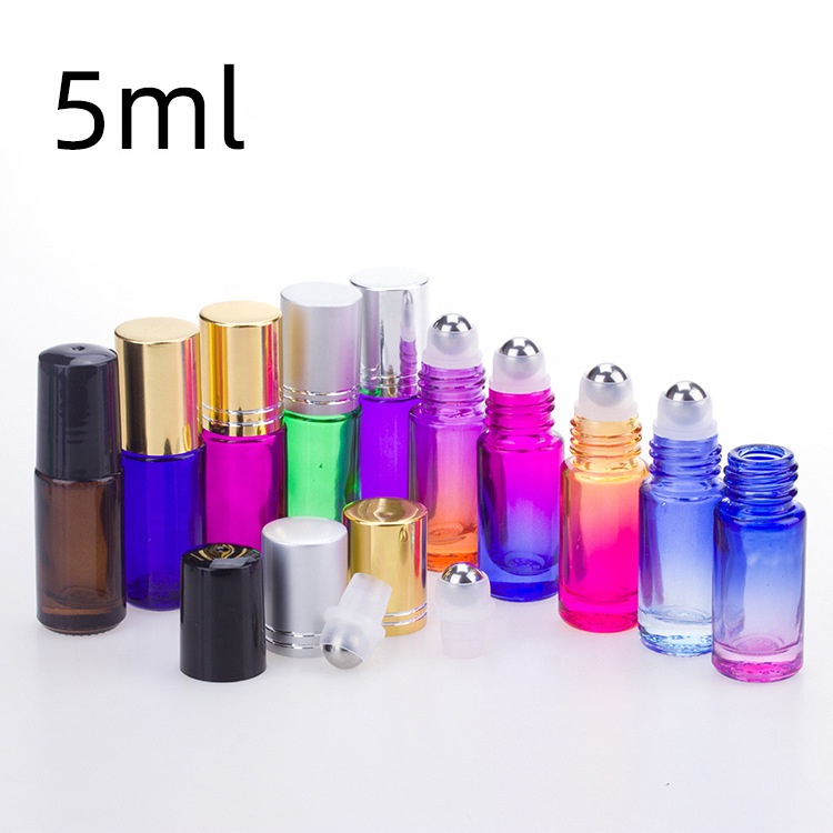 5ML 10ML Clear Amber Cobalt Blue Glass Roll On Perfume Bottle With Roll On Cap And Ball