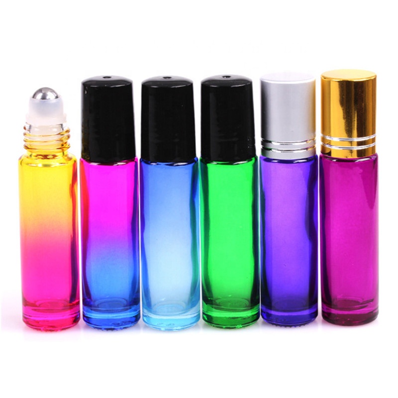 5ML 10ML Clear Amber Cobalt Blue Glass Roll On Perfume Bottle With Roll On Cap And Ball