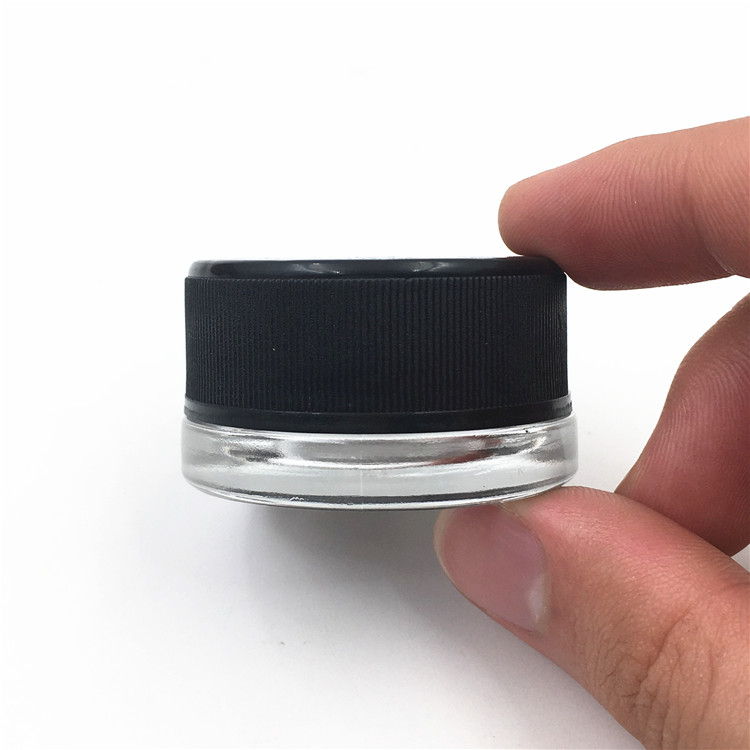 5ML Child Resistant Clear Glass Concentrate Container with Matte Black Lid