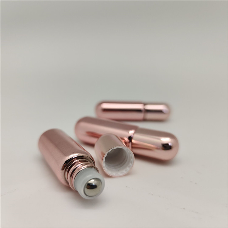 5ML portable rose gold roller bottle essential oil perfume roller bottle cosmetic packaging