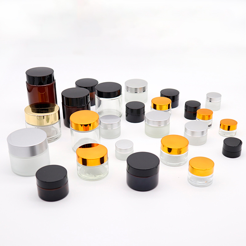5g 100g 30g 10g 10ml 1oz Bottle Facial Face 50g White Black Gold Small Round Empty Frosted Amber Clear Cosmetic Cream Glass Jar