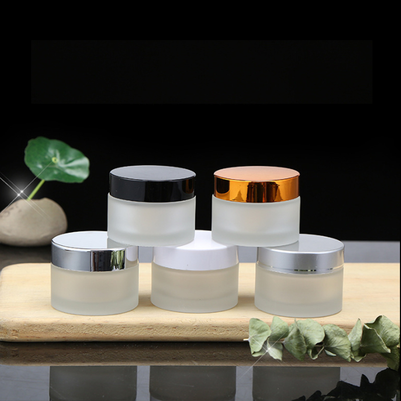 5g 100g 30g 10g 10ml 1oz bottle Facial Face 50g White Black Gold Small Round Empty Frosted Amber Clear Cosmetic Cream Glass Jar