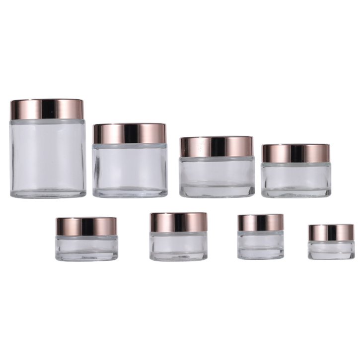 5g-100g wholesale clear cream jar cosmetic facial cream container with rose golden cap in stock