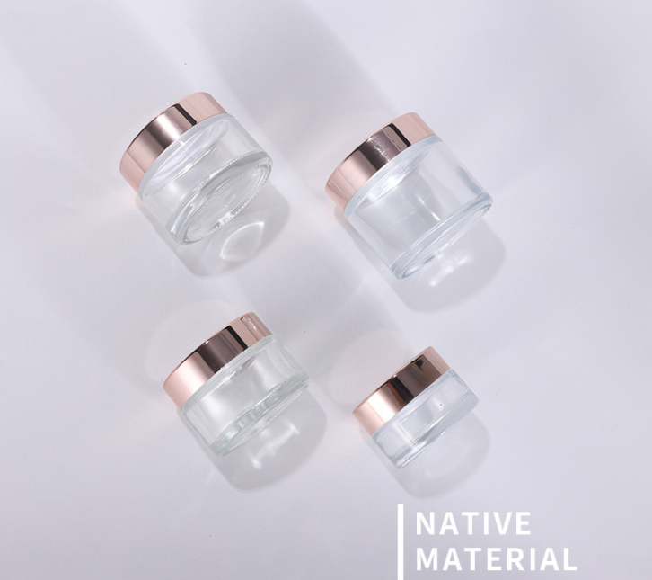 5g-100g wholesale clear cream jar cosmetic facial cream container with rose golden cap in stock