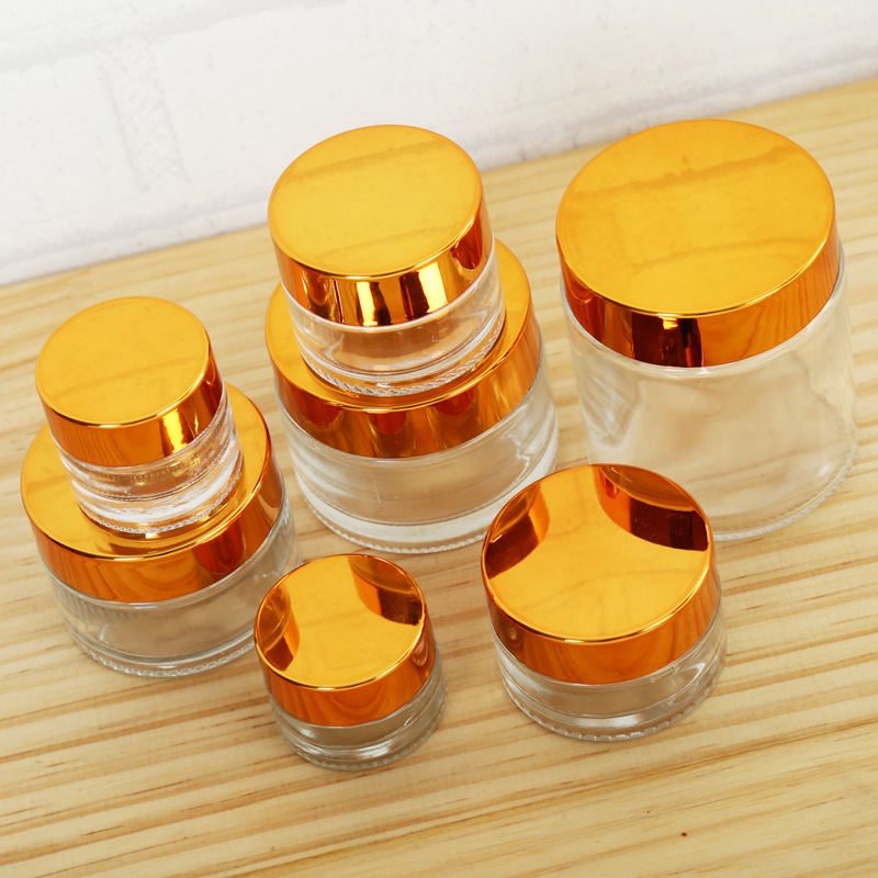 5g 10g 15 20g 30g 50g 100g frosted cosmetic cream jar with black gold silver metal aluminum lid