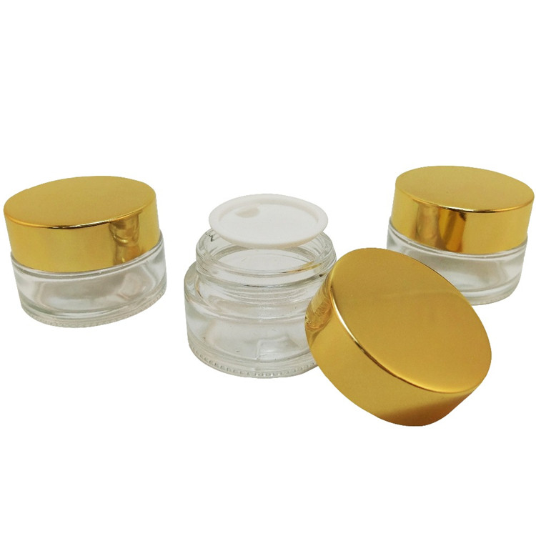 5g 10g 15 20g 30g 50g 100g frosted cosmetic cream jar with black gold silver metal aluminum lid