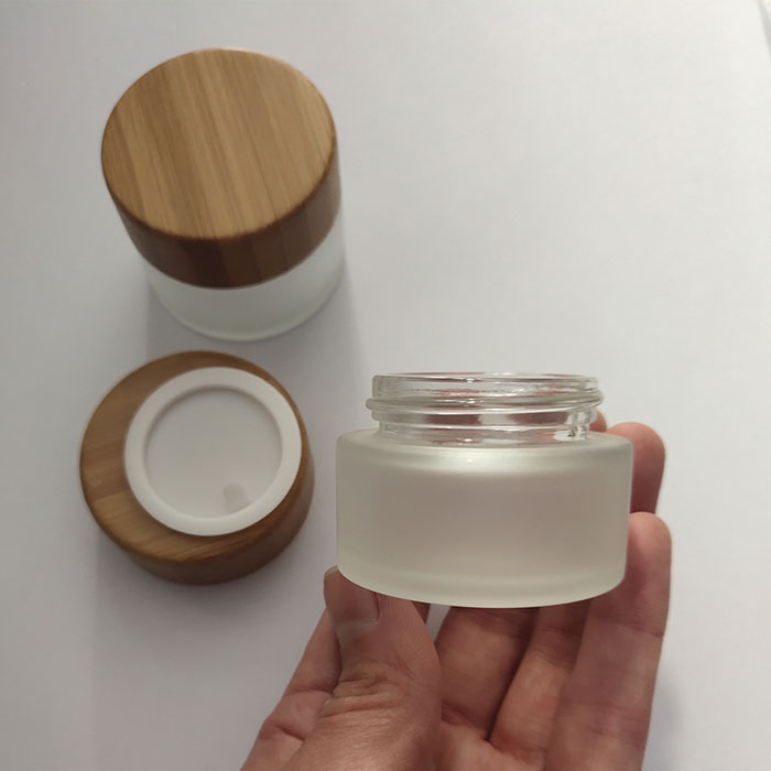 5g 10g 15g 20g 25g 30g 50g 60g 100g 200g Frosted glass cream jar Cosmetic Container with bamboo lid