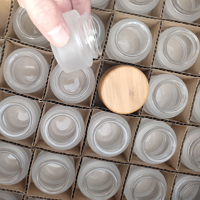 5g 10g 15g 20g 25g 30g 50g 60g 100g 200g Frosted glass cream jar Cosmetic Container with bamboo lid
