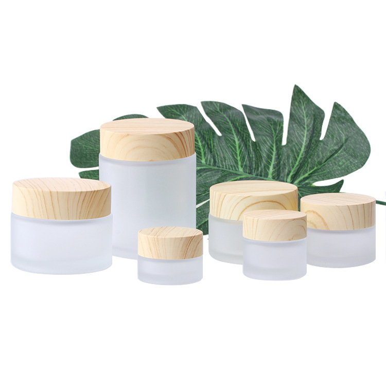 5g 10g 15g 20g 25g 30g 50g 60g 100g clear frosted round face cream glass jar with bamboo lid in stock