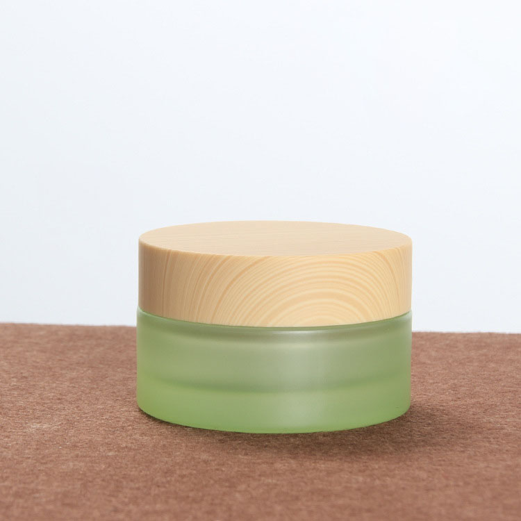 5g 10g 15g 20g 25g 30g 50g 60g 100g round shape green glass jar for scrubs eye cream cosmetic packaging bottle with bamboo lid