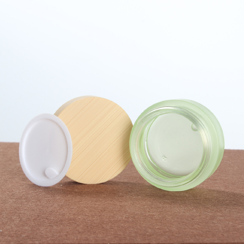 5g 10g 15g 20g 25g 30g 50g 60g 100g round shape green glass jar for scrubs eye cream cosmetic packaging bottle with bamboo lid