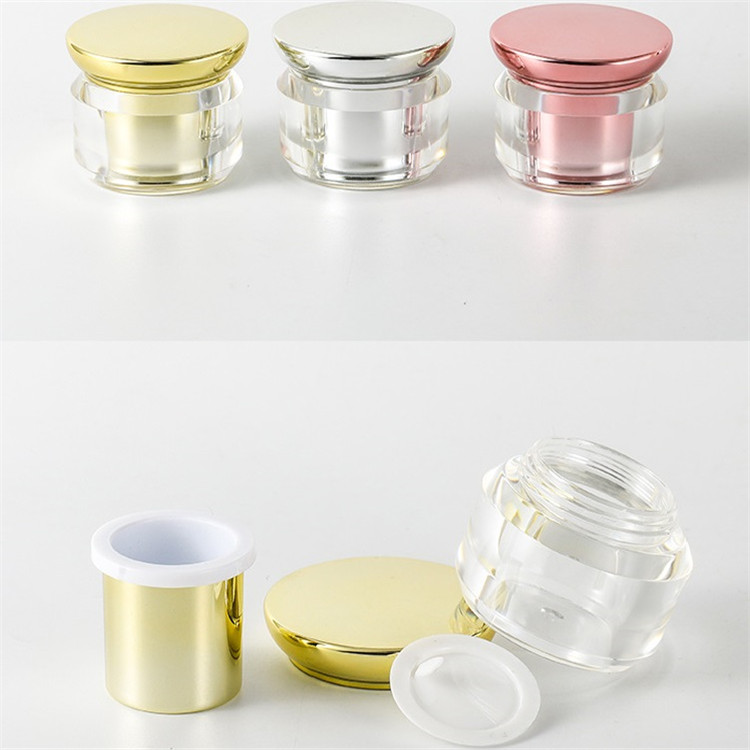 5g 10g 15g 20g 30g 40g 50g Shiny Gold/Silver Double Wall Mushroom Shape Acrylic Cosmetic Cream Jar