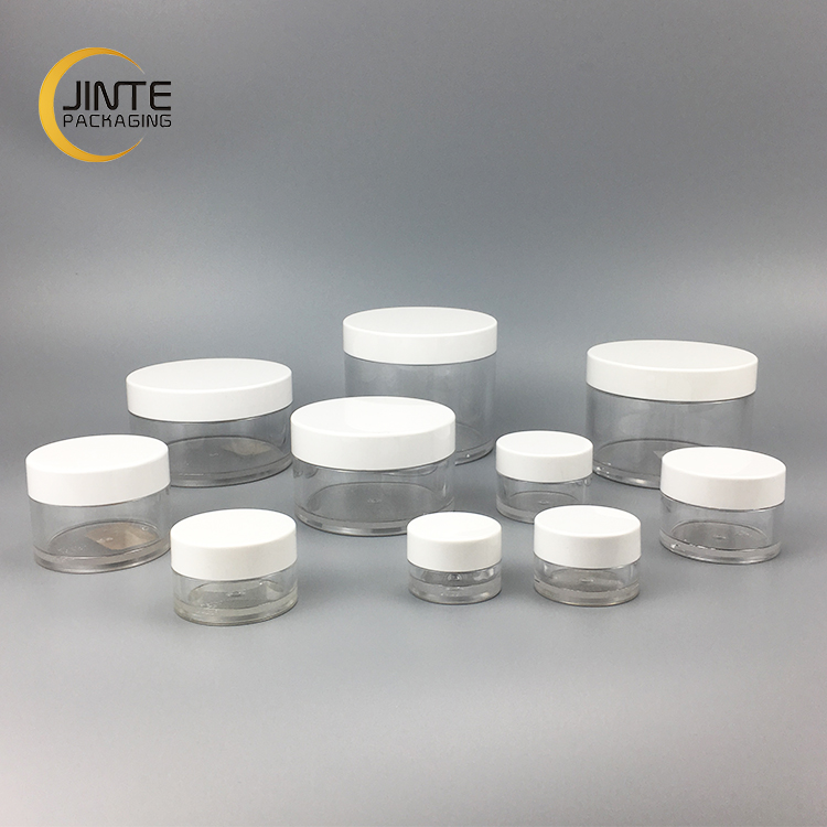 5g 10g 15g 20g 30g 50g 100g 150g 200g 250g Empty Clear PETG Plastic Jar With White Lid
