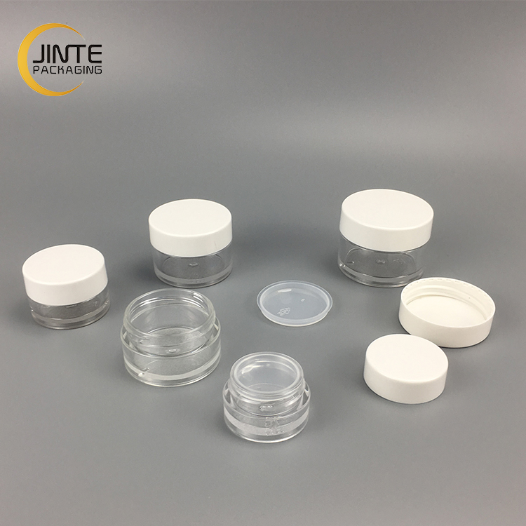 5g 10g 15g 20g 30g 50g 100g 150g 200g 250g Empty Clear PETG Plastic Jar With White Lid