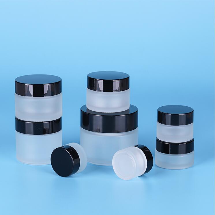 5g 10g 15g 20g 30g 50g 100g Amber&Frosted&Clear Empty Round Glass Face Cream Jar with Aluminum Lid Wholesale