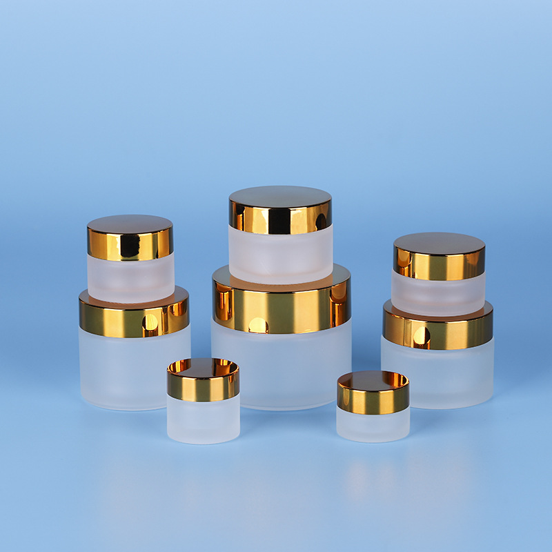 5g 10g 15g 20g 30g 50g 100g Amber&Frosted&Clear Empty Round Glass Face Cream Jar with Aluminum Lid Wholesale