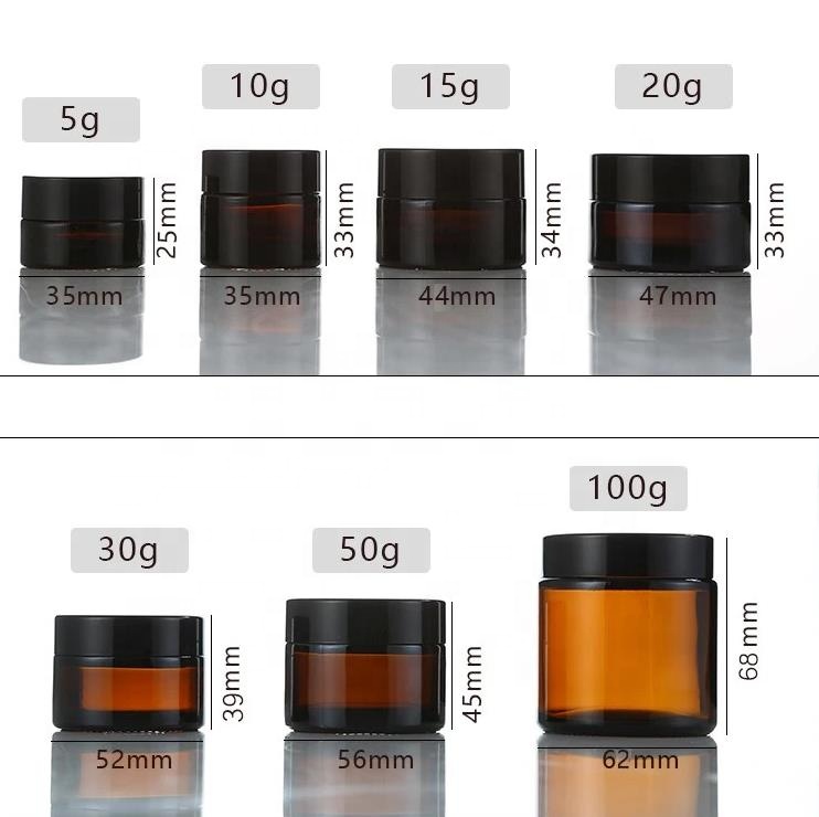 5g 10g 15g 20g 30g 50g 100g Amber cosmetic container cream glass jar for cosmetic jar with lid