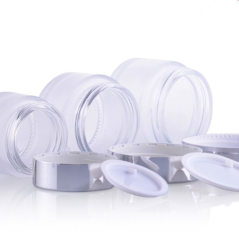 5g 10g 15g 20g 30g 50g 100g Customized frosted cosmetic glass cream jar with silver lid