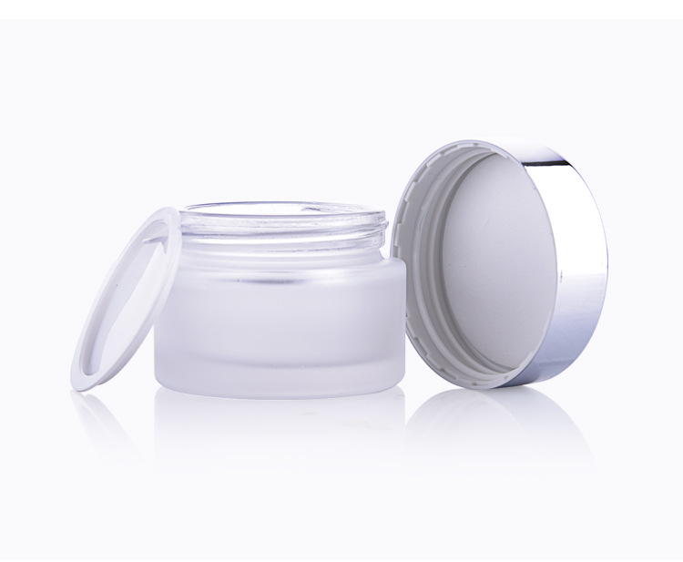 5g 10g 15g 20g 30g 50g 100g Customized frosted cosmetic glass cream jar with silver lid