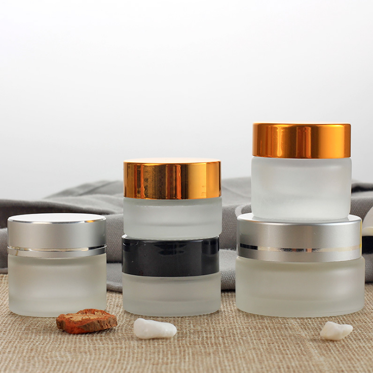 5g/10g/15g/20g/30g/50g/100g Empty Refillable Frosted Glass Cosmetic Cream clear glass cosmetic jars