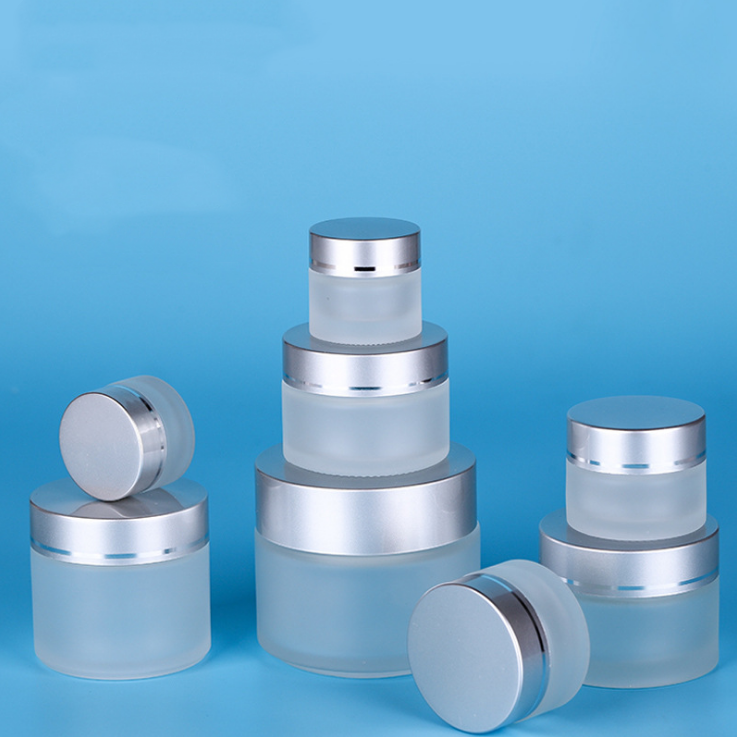 5g/10g/15g/20g/30g/50g/100g Empty Refillable Frosted Glass Cosmetic Cream clear glass cosmetic jars