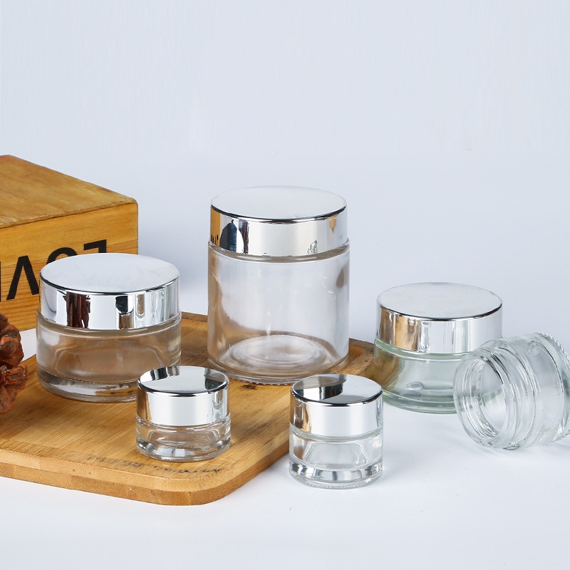 5g 10g 15g 20g 30g 50g 100g Transparent Glass Cream Jar Round Clear Glass Container Bottle for Cosmetic Eye Cream Facial Care