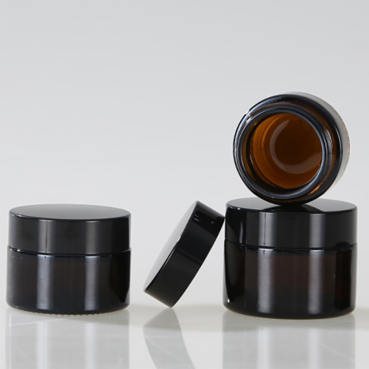 5g 10g 15g 20g 30g 50g 100g amber glass jar white cosmetic container for glass cosmetic jar with black plastic lid
