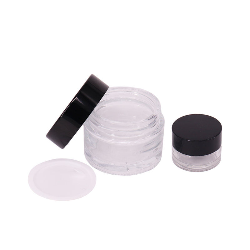 5g 10g 15g 20g 30g 50g 100g blue frosted clear cream glass jar for glass cosmetic jar with black gold silver cap