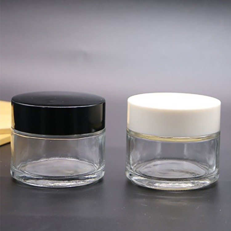 5g 10g 15g 20g 30g 50g 100g clear cosmetic face cream glass jar with black plastic cap for eye cream jar