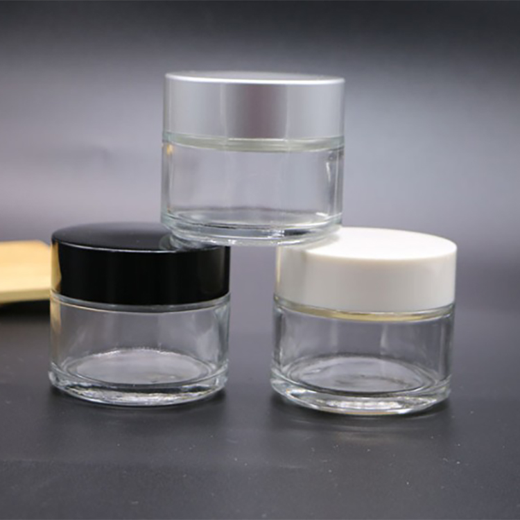 5g 10g 15g 20g 30g 50g 100g clear cosmetic face cream glass jar with black plastic cap for eye cream jar