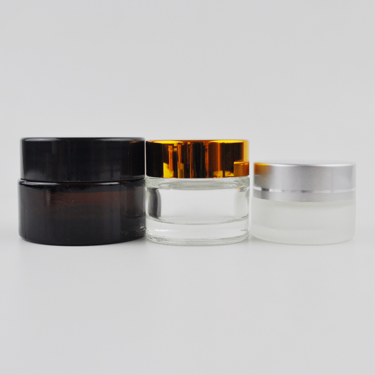5g 10g 15g 20g 30g 50g 100g clear frosted clear glass jar cosmetic packaging empty amber glass jar with metal lid for face cream