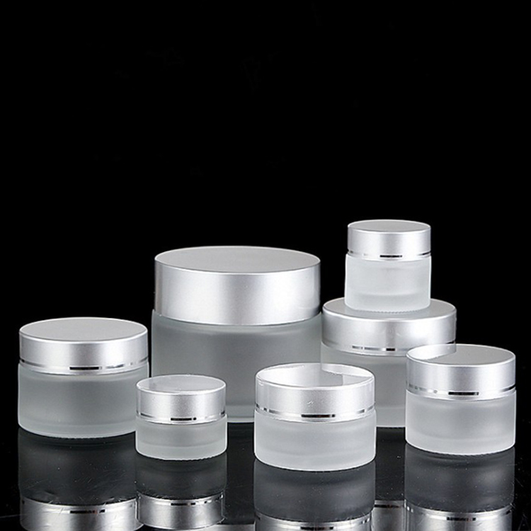 5g 10g 15g 20g 30g 50g 100g clear glass cosmetic skincare cream jars with silver aluminum cap custom wholesale