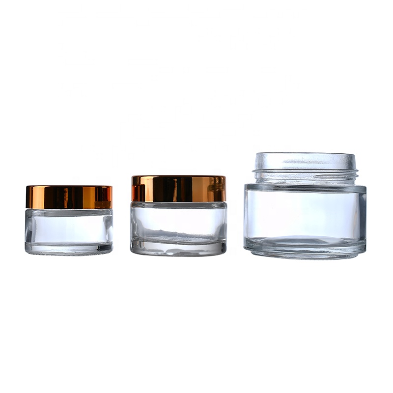 5g 10g 15g 20g 30g 50g 100g clear glass jar Cosmetic Cream Jars cream jar with gold color lid