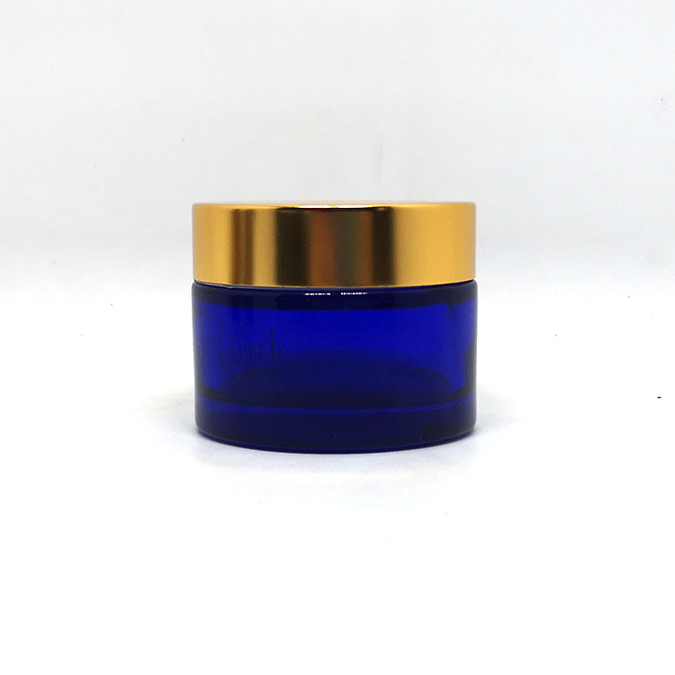 5g 10g 15g 20g 30g 50g 100g cosmetic cream blue glass jar with Logo silver electroplated