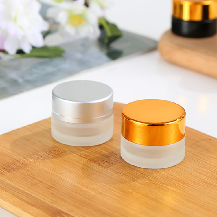 5g 10g 15g 20g 30g 50g 100g customized clear frosted cosmetic glass cream jar with gold aluminum lid
