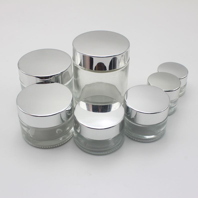 5g 10g 15g 20g 30g 50g 100g glass cosmetic jar 100 ml with silver lid wholesale MGJ-068Y