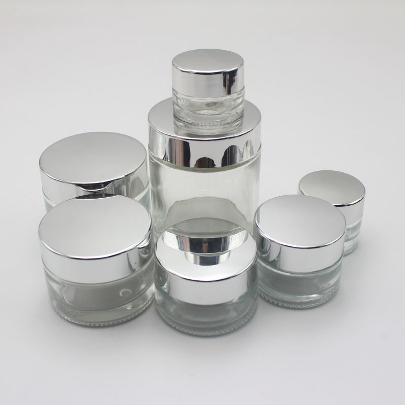5g 10g 15g 20g 30g 50g 100g glass cosmetic jar 100 ml with silver lid wholesale MGJ-068Y