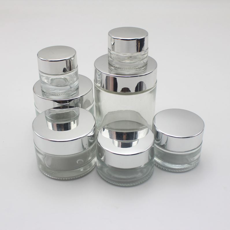 5g 10g 15g 20g 30g 50g 100g glass cosmetic jar 100 ml with silver lid wholesale MGJ-068Y