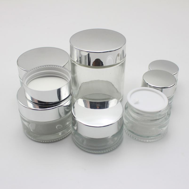 5g 10g 15g 20g 30g 50g 100g glass cosmetic jar 100 ml with silver lid wholesale MGJ-068Y