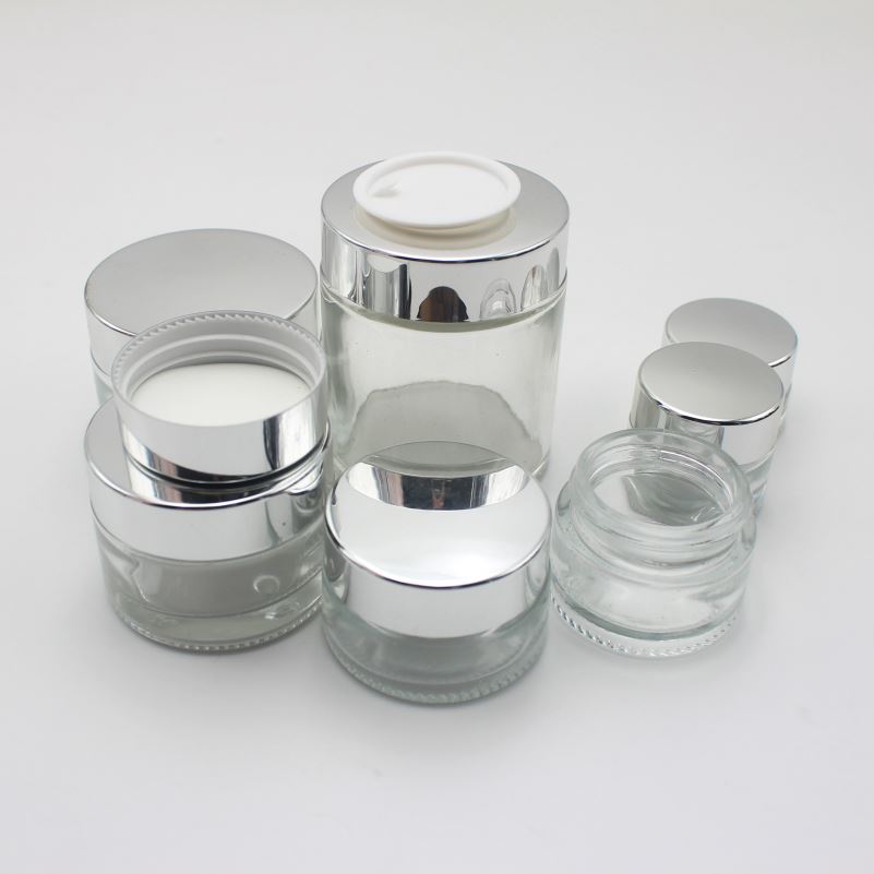 5g 10g 15g 20g 30g 50g 100g glass cosmetic jar 100 ml with silver lid wholesale MGJ-068Y
